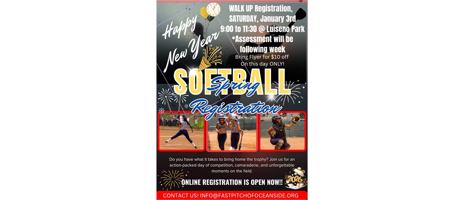 Online 2026  Walk Up Spring Registration 